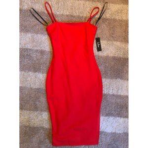 Lulu’s Coral Midi Bodycon Dress